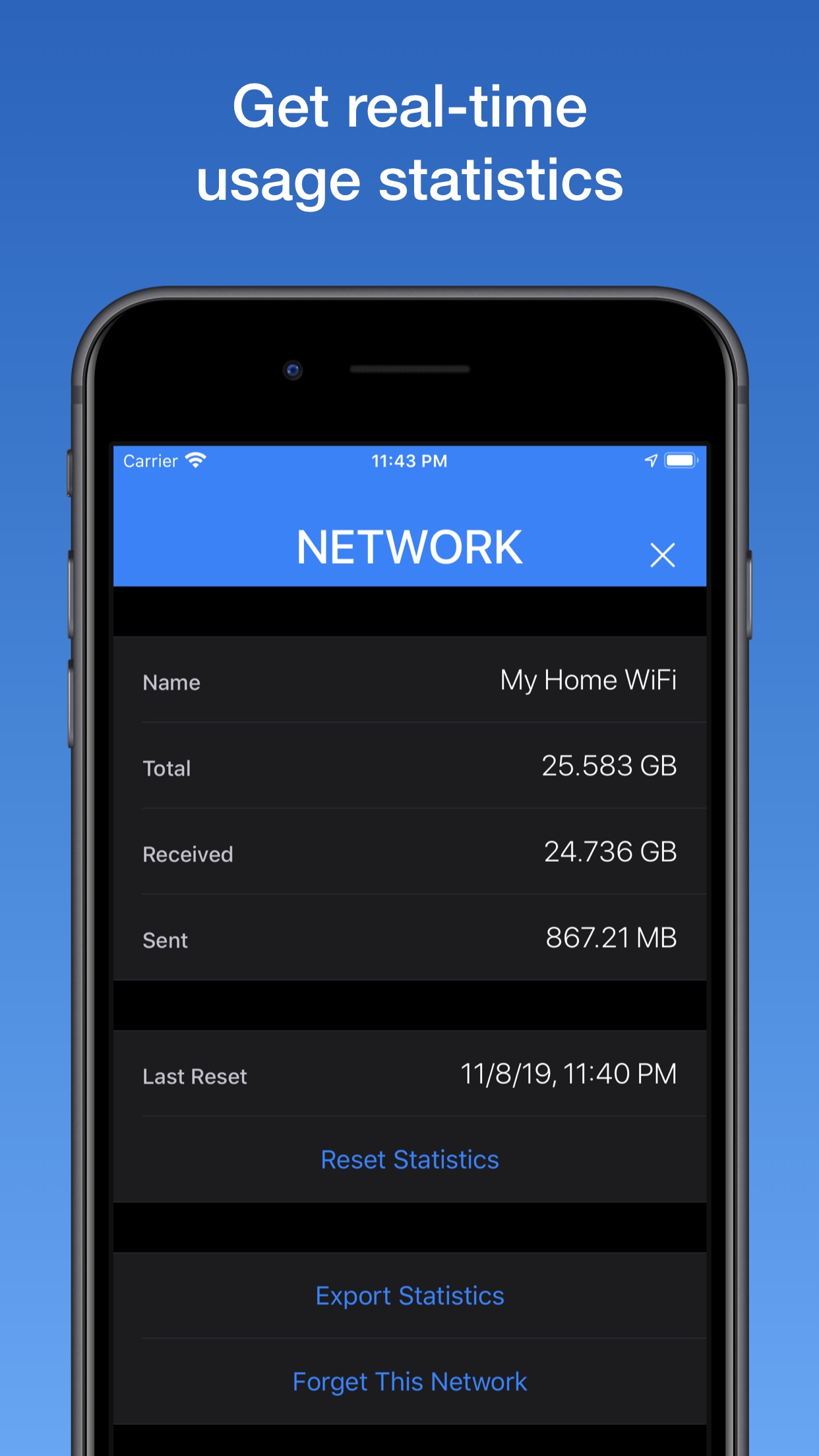 Screenshot do app WifiMan from DataMan