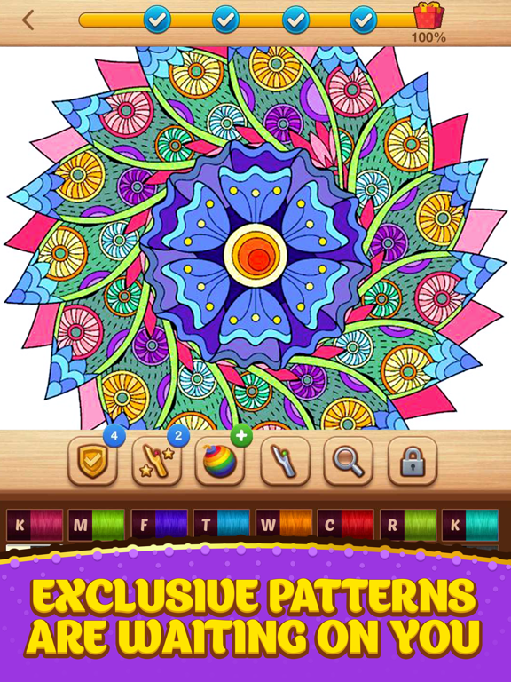 Cross Stitch Coloring Mandala iPad screenshot 4 - Games app