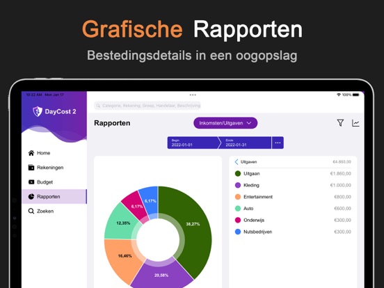 DayCost 2 - Geld en Budget iPad app afbeelding 1