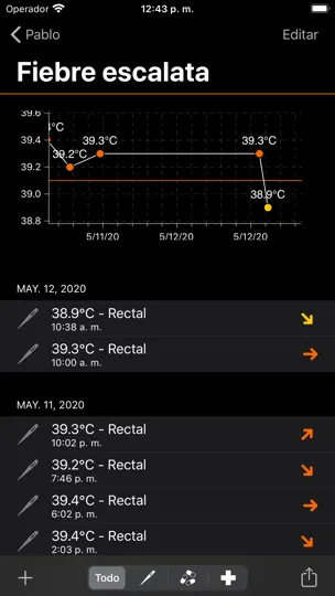 Captura de pantalla de Fiebre en iPhone 4