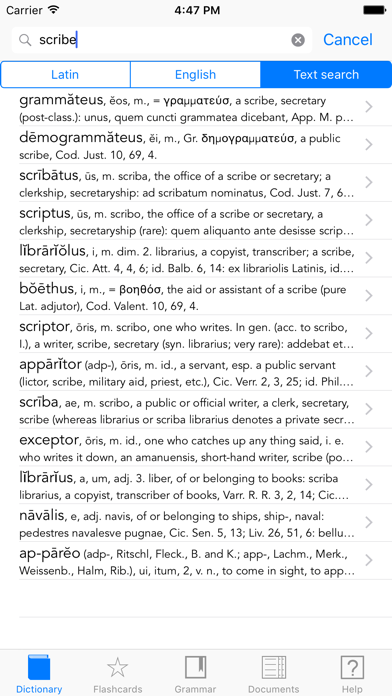 Scriba (Latin Dictionary) Screenshot