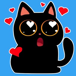 Funny Black cat stickers emoji