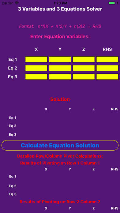 Screenshot #1 pour Solve3Var3Eq