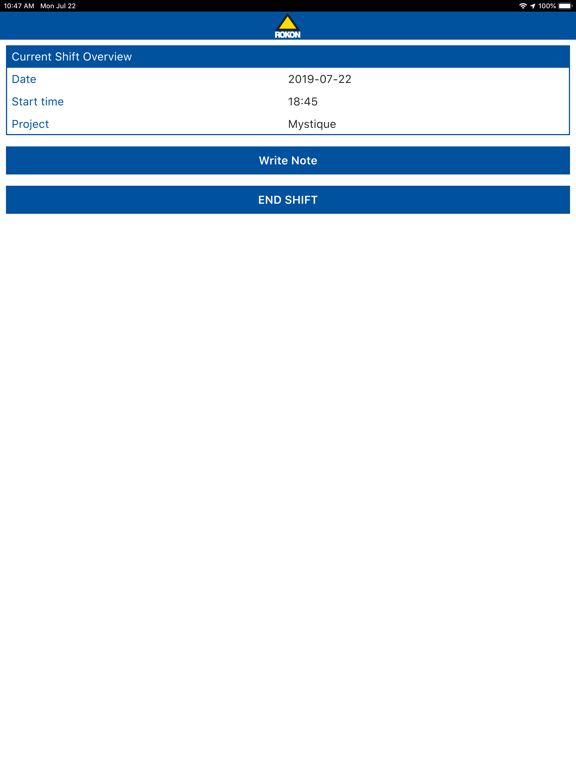 Rokon TimeSheets iPad screenshot