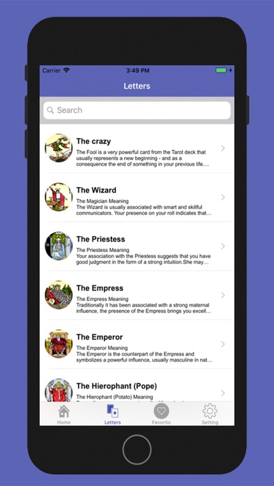 Tarot cards with meaning Screenshot