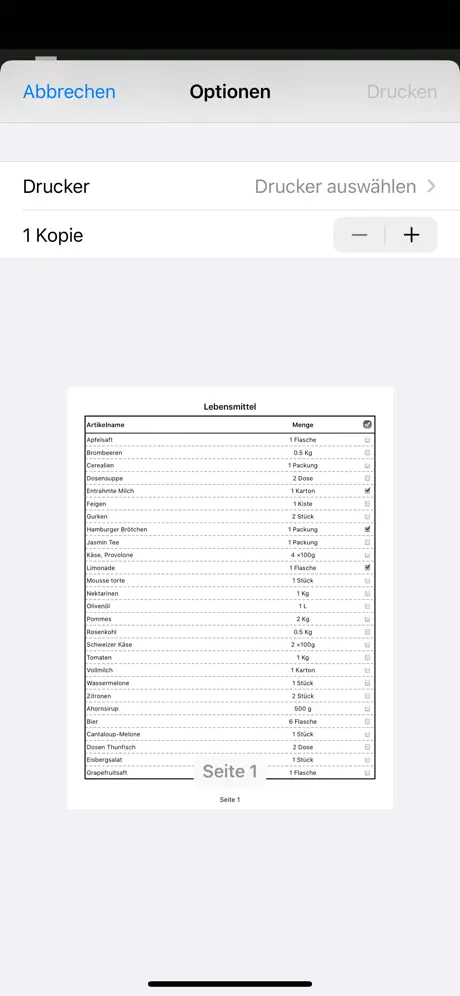 Einkaufslisten
