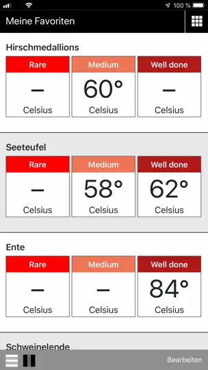 Screenshot von Kerntemperatur auf dem iPhone 4