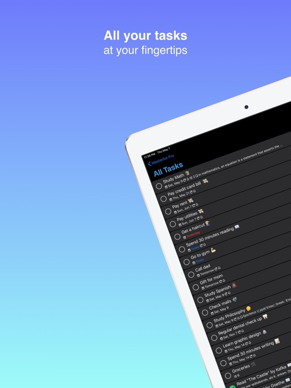 Masterlist: Focus & Tasks iPad screenshot 4 - Productivity app