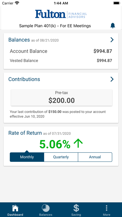 FFA Retirement Plan Services Screenshot