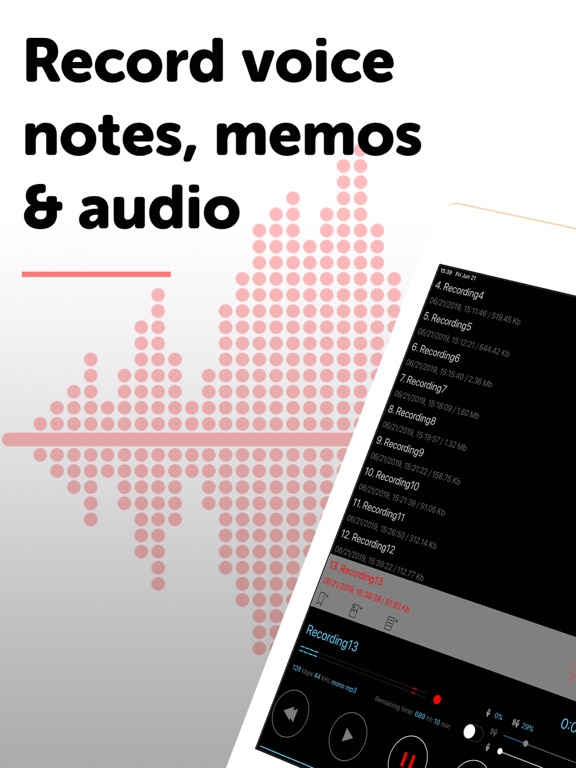 Alon Dictaphone-Voice Recorder iPad screenshot 1 - Business app