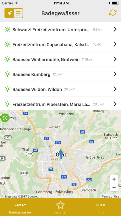 Austrian bathing waters Screenshot