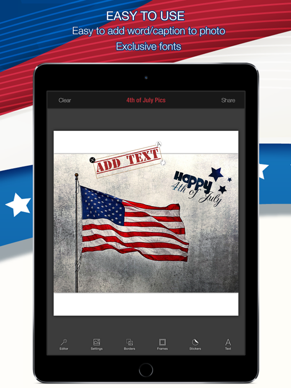 4th of July Pics – Patriotic pic stickers America iPad screenshot