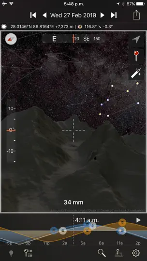 Captura de pantalla de Photographer's Ephemeris 3D en iPhone 4