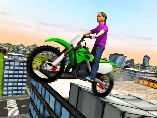 Kids MotorBike Stunt Rider - Rooftop Motorcycle 3D iPad screenshot