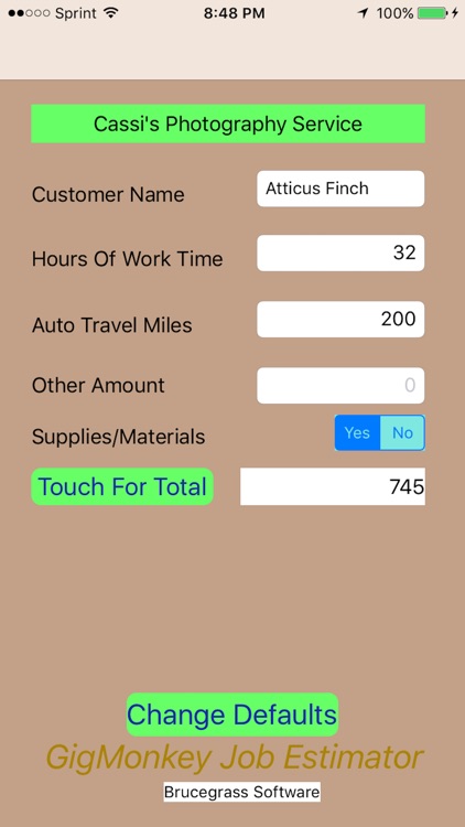 GigMonkey Job Estimator