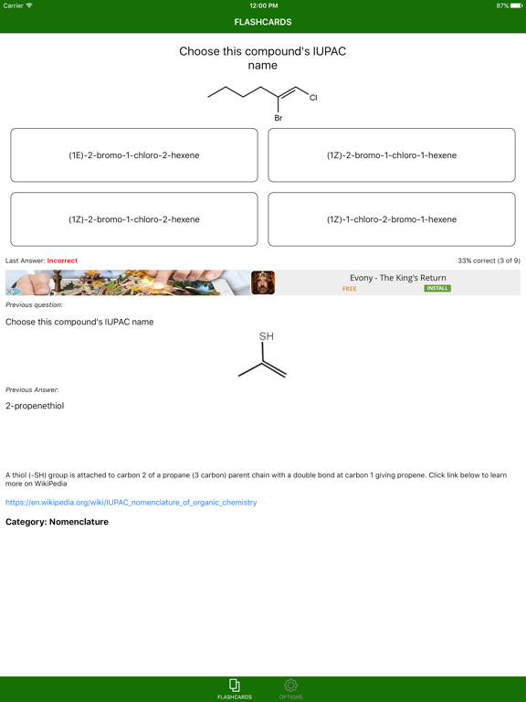 Awesome Organic Chemistry Flashcards iPad screenshot 1 - Education app