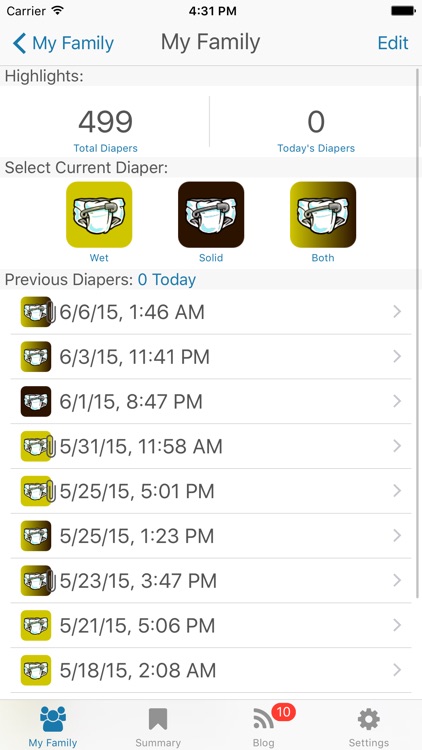 Basic Baby Diapers - diapers log and track