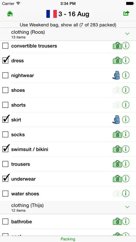 GetPacked: packing list screenshot 5 of 5