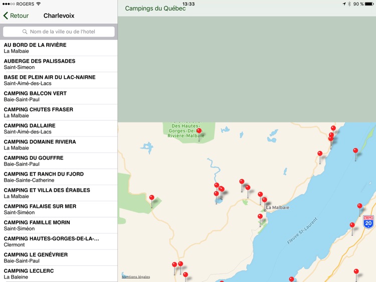 Campings du Québec pour iPad