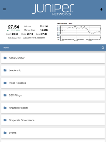 Juniper Networks Investor App - náhled