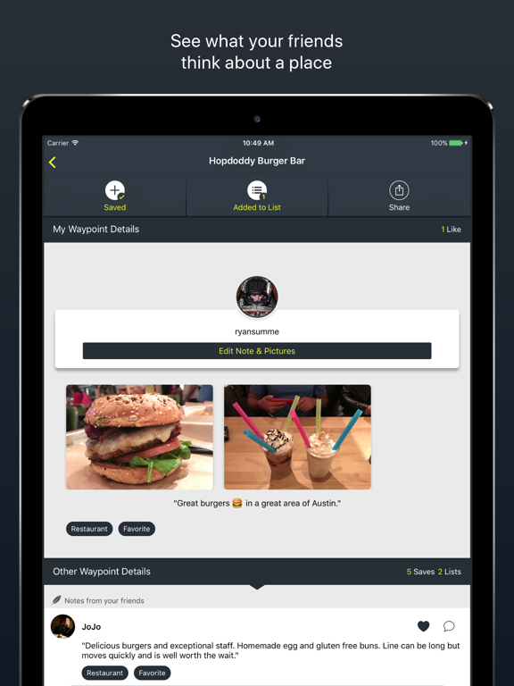 Waypoint: Save and Share your Favorite Places iPad screenshot