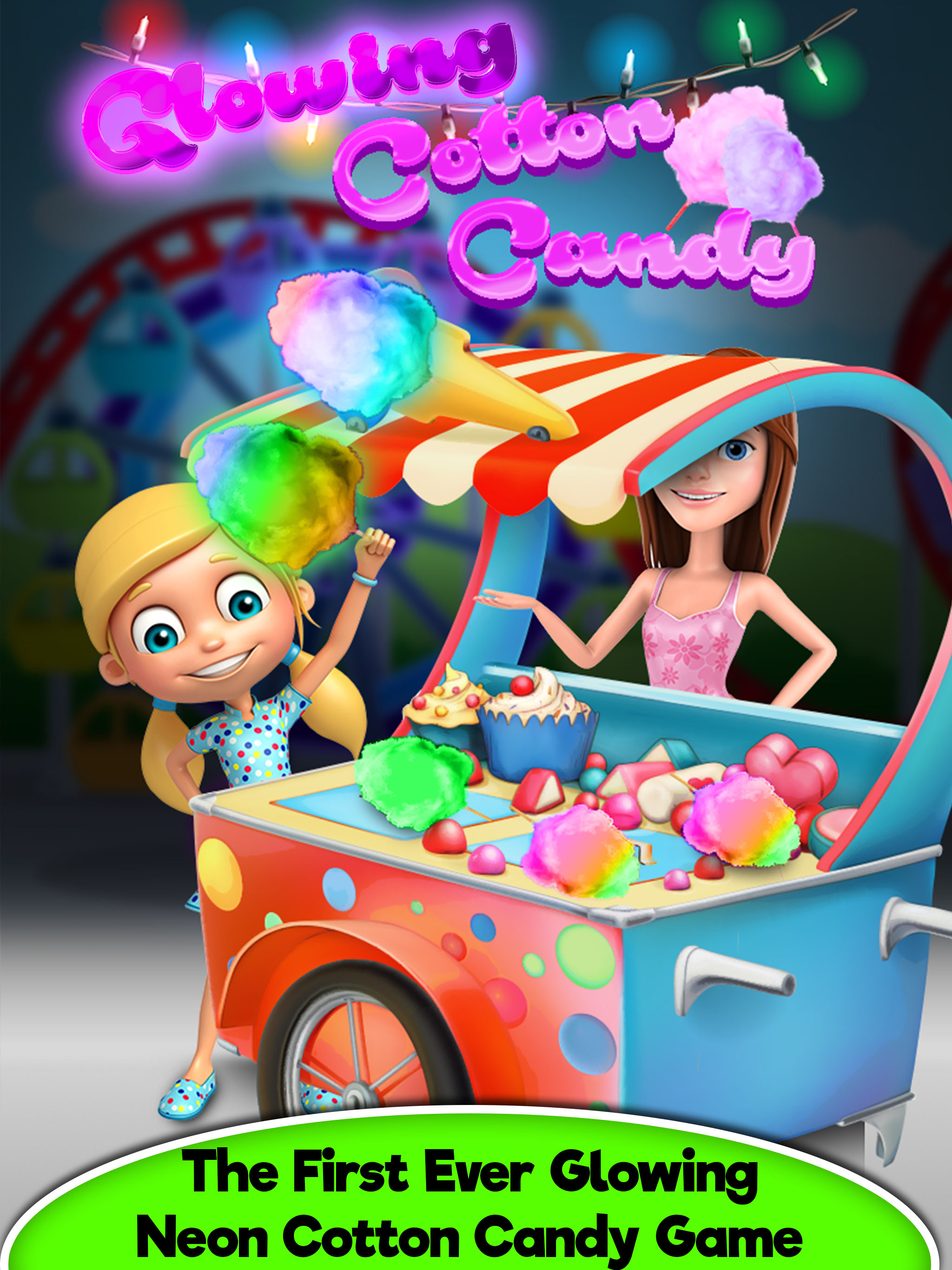 Rainbow Unicorn Glowing Cotton Candy! Fair Food