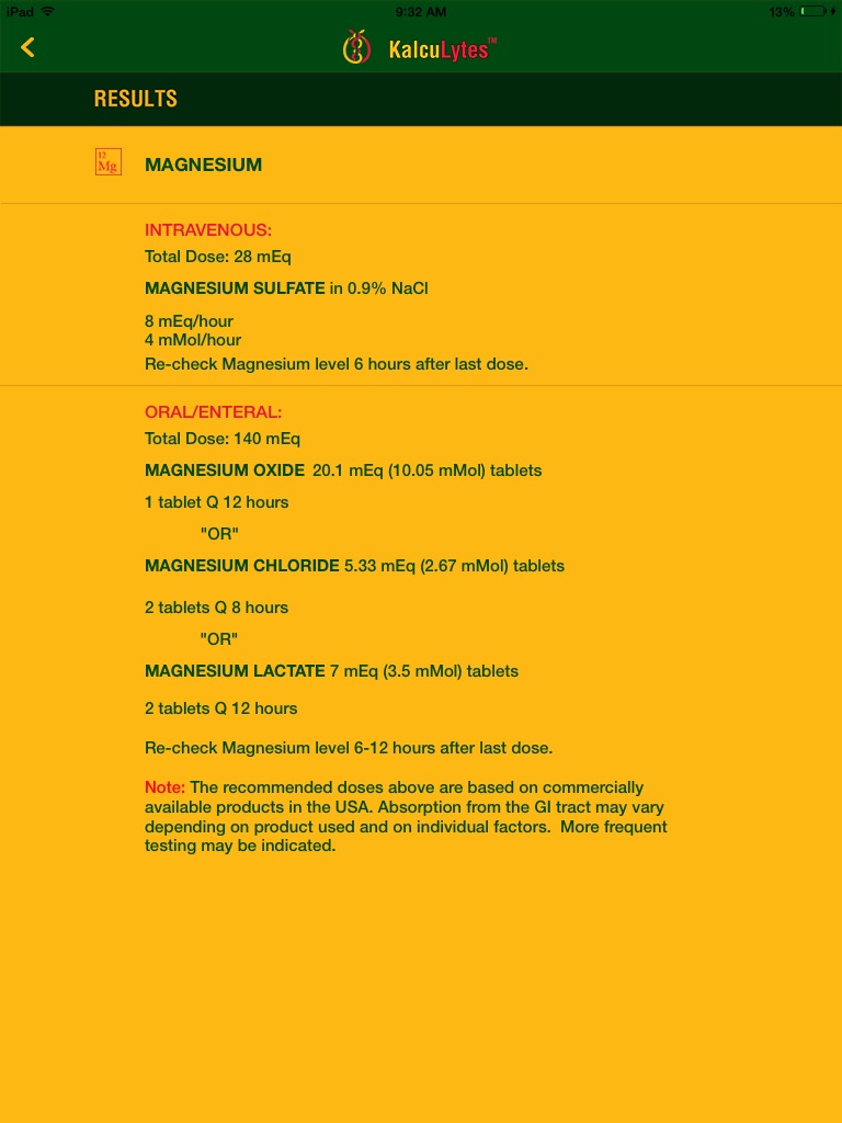 KalcuLytes - Electrolyte Replacement Calculator screenshot 3