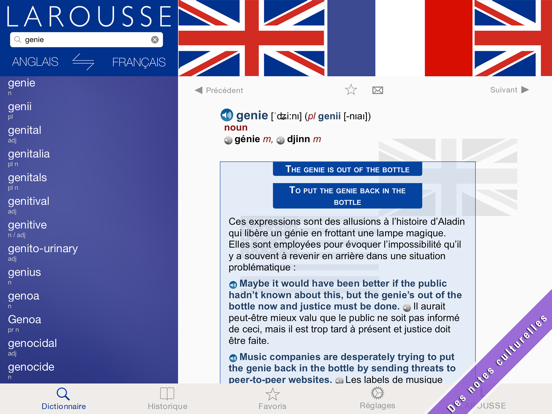 Grand Dictionnaire anglais-français Larousse iPad app afbeelding 4