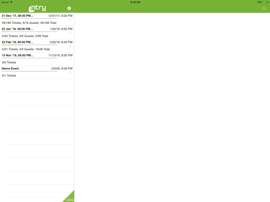 NTRY iPad screenshot