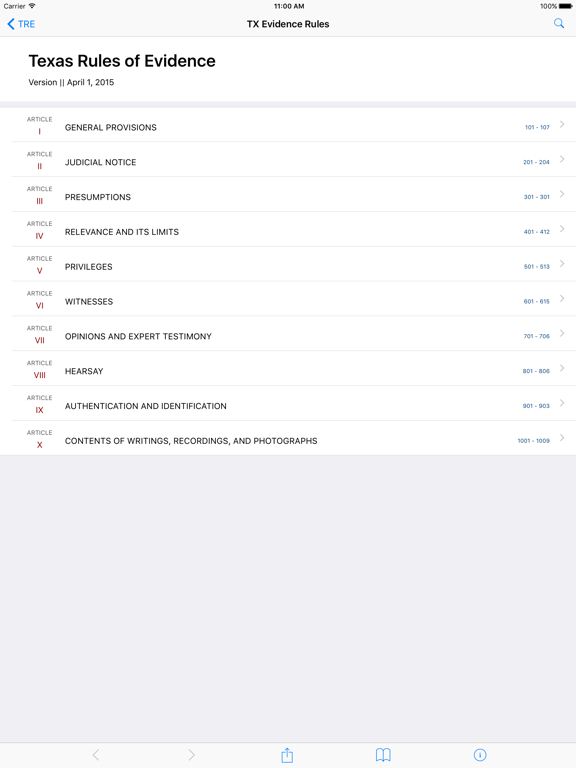 Screenshot #4 pour Texas Rules of Evidence (LawStack's TX Law)