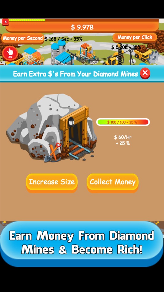 #3. Diamond Miner Tycoon (iOS) Podle: Romit Dodhia