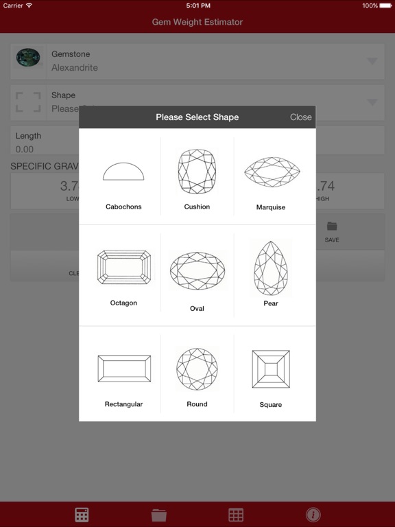 Gem Weight Estimator iPad screenshot 4 - Productivity app