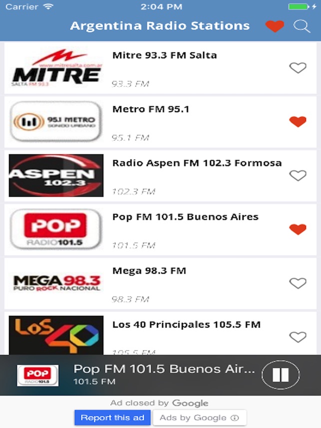 Argentina Radio Music, News Mitre, Metro, Pop Mega en App Store