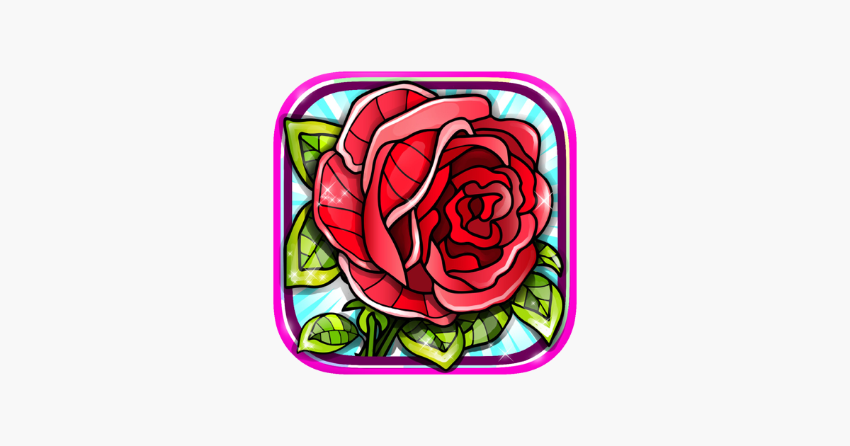 Flowers Coloring Pages for Adults Mandala Red Rose by ROMAN