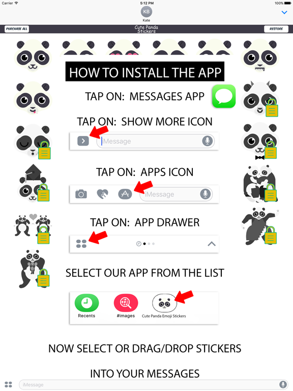 Screenshot #6 pour Cute Panda Emoji Stickers