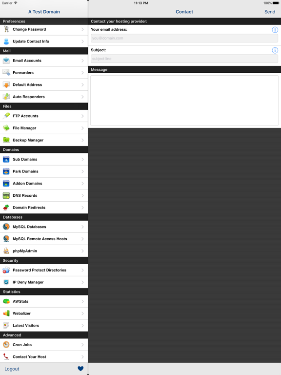Control Panel Plus iPad screenshot