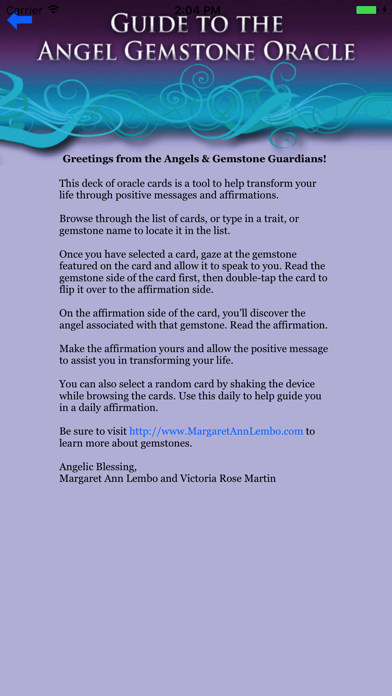 Angel Gemstone Oracle Cards Screenshot