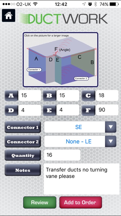 Ductwork Ordering App