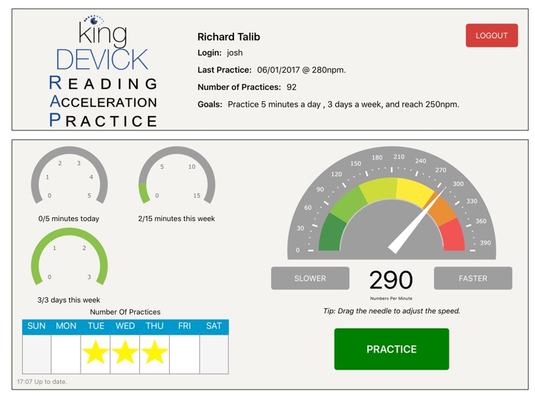 King-Devick Reading Acceleration Practice