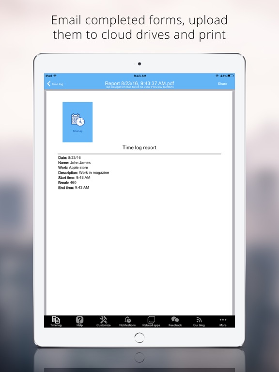 Daily Time Log iPad screenshot