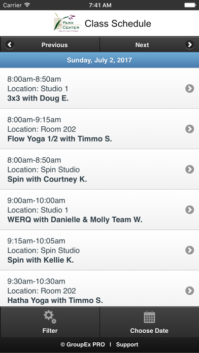 Screenshot #1 pour Park Center Health and Fitness Schedule