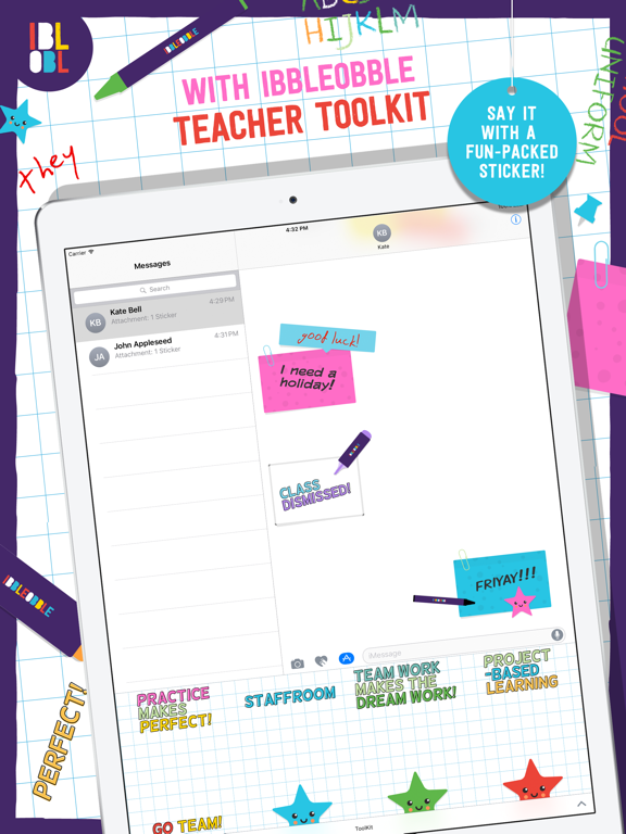 Ibbleobble Teacher Toolkit Stickers for iMessage iPad screenshot