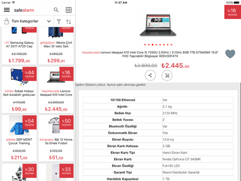 salealarm - indirimler cebinde. screenshot 2