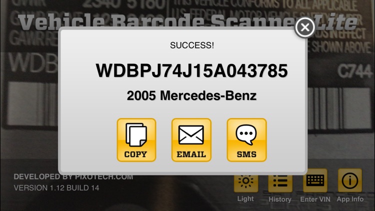 VIN Barcode Scanner LITE