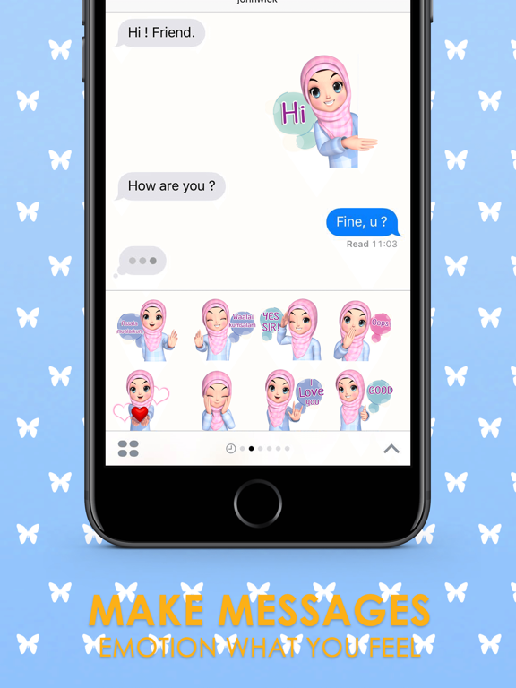 Screenshot #5 pour Amarena Hijabgirl ENG Stickers for iMessage