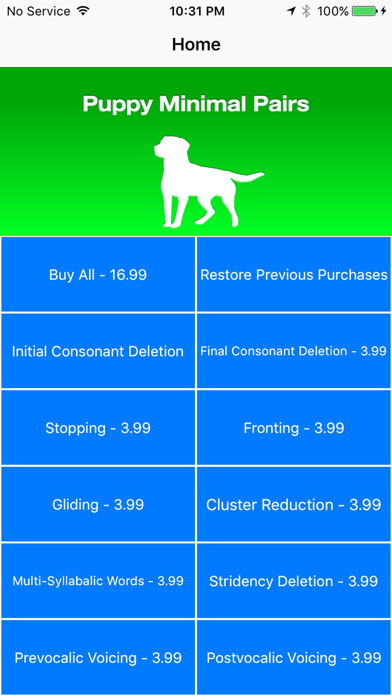 Puppy Minimal Pairs iPhone screenshot 2 - Education app