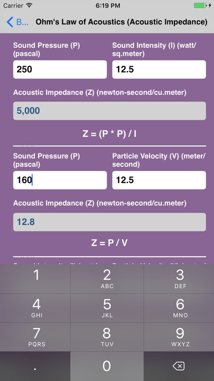 Ohms Acoustic Calculator
