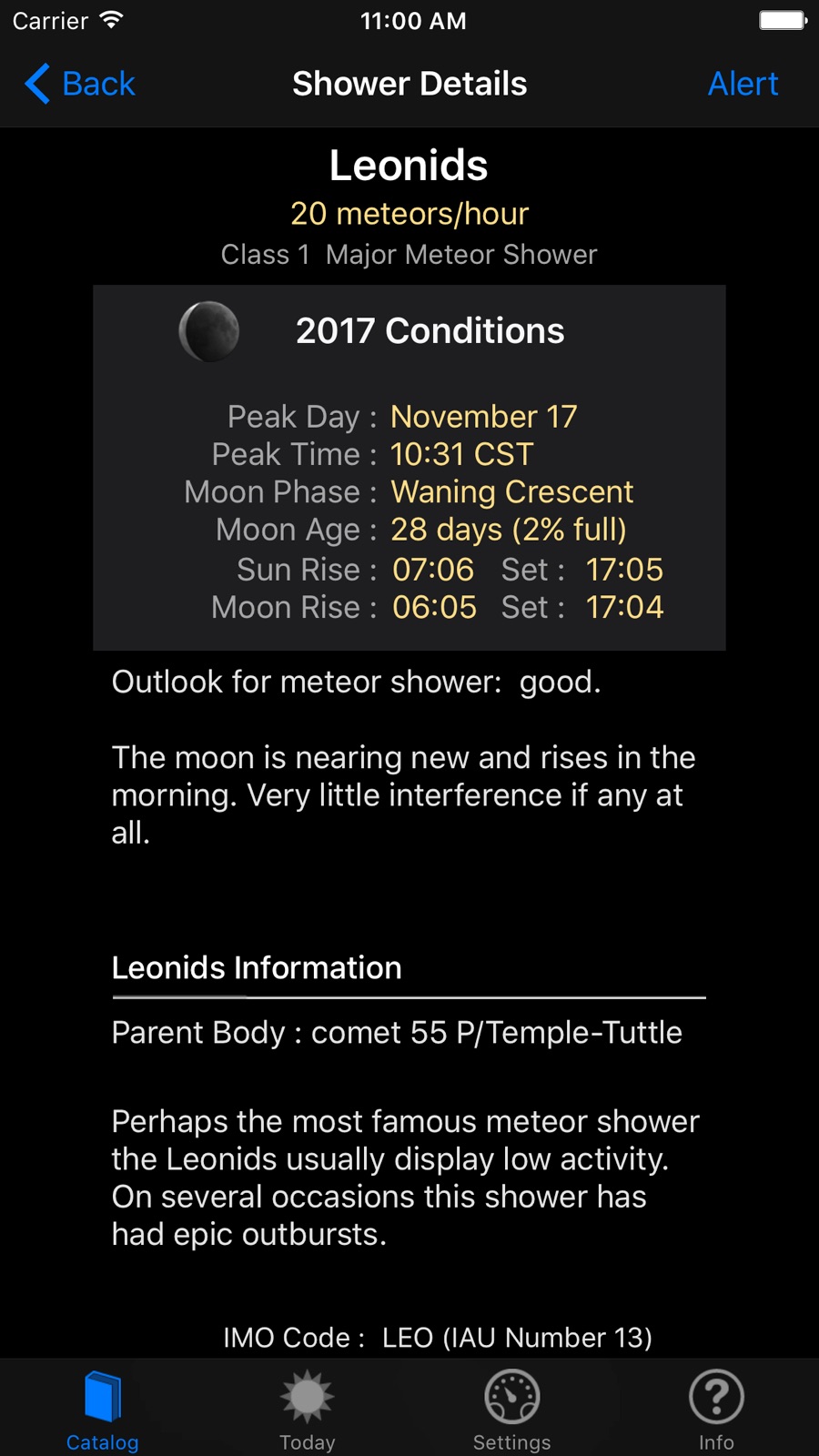Meteor Shower Guide iphone screenshot 2