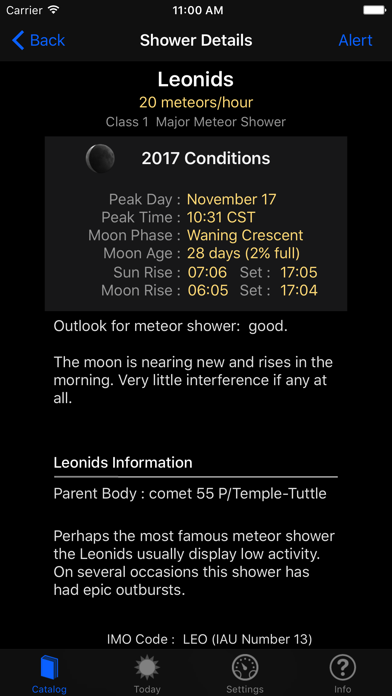 Meteor Shower Guide Screenshot