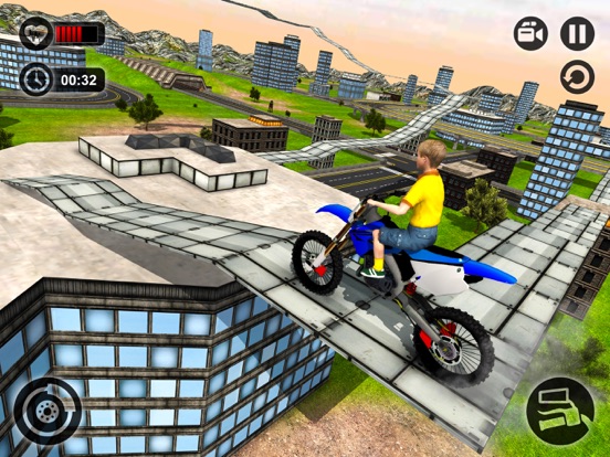 Kids MotorBike Stunt Rider - Rooftop Motorcycle 3D iPad screenshot
